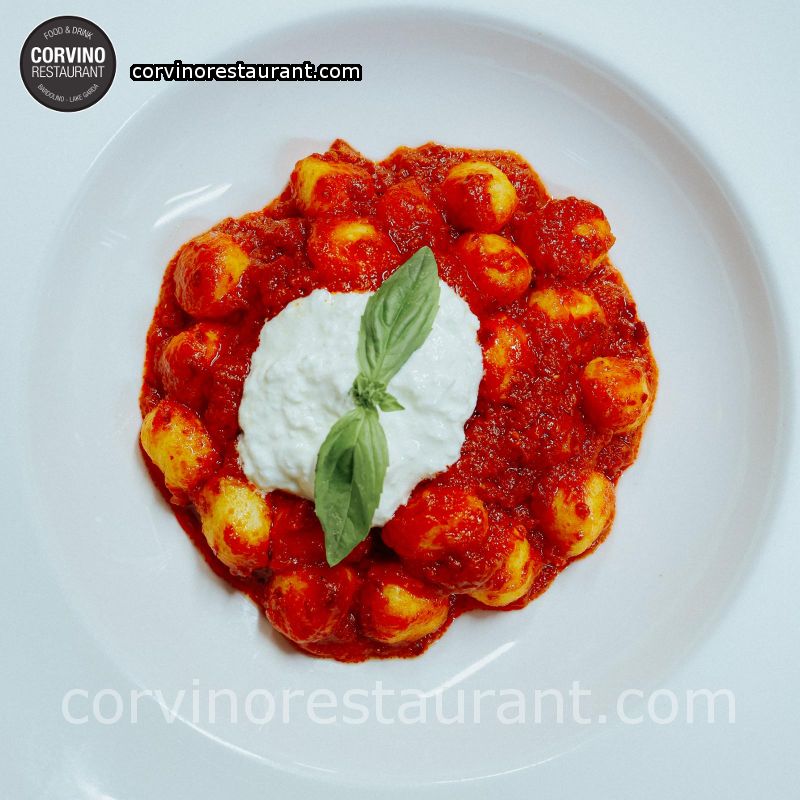Calabrian gnocchi: nduja, stracciatella Calabrian gnocchi: nduja, stracciatella