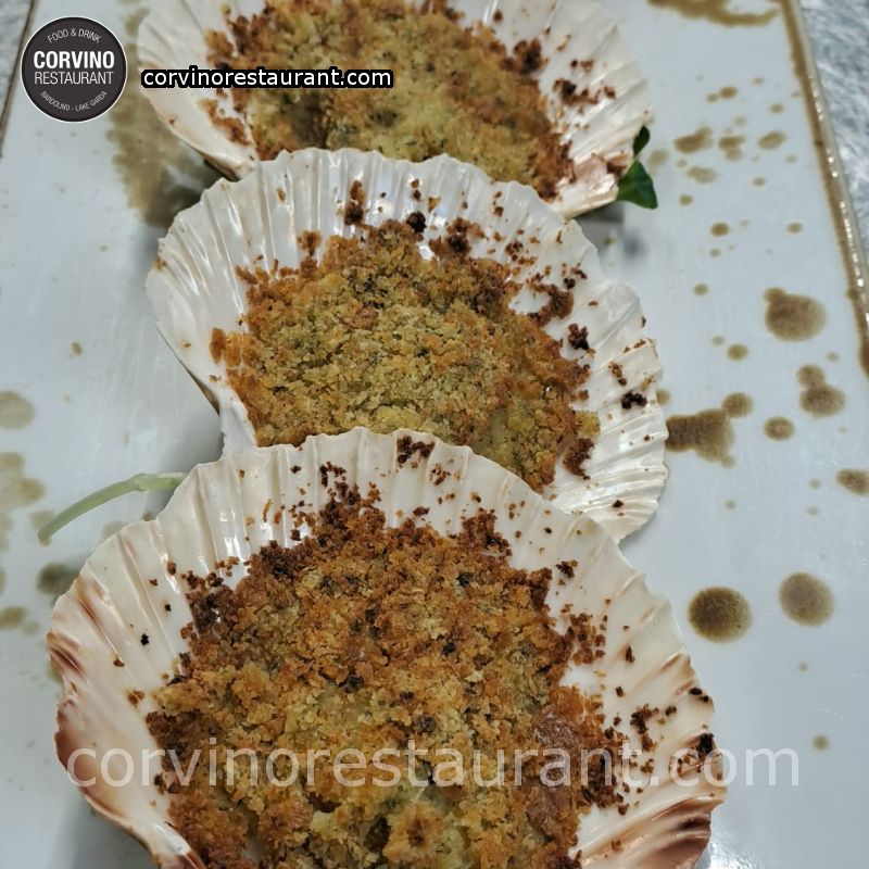 Scallops au gratin with fragrant bread, 3 pieces Scallops au gratin with fragrant bread, 3 pieces