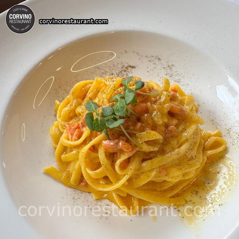 Fresh tagliatelle with Lake Carbonara Fresh tagliatelle with Lake Carbonara